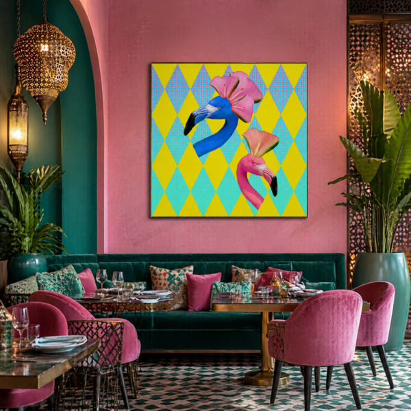 Flamant rose pop art mockup