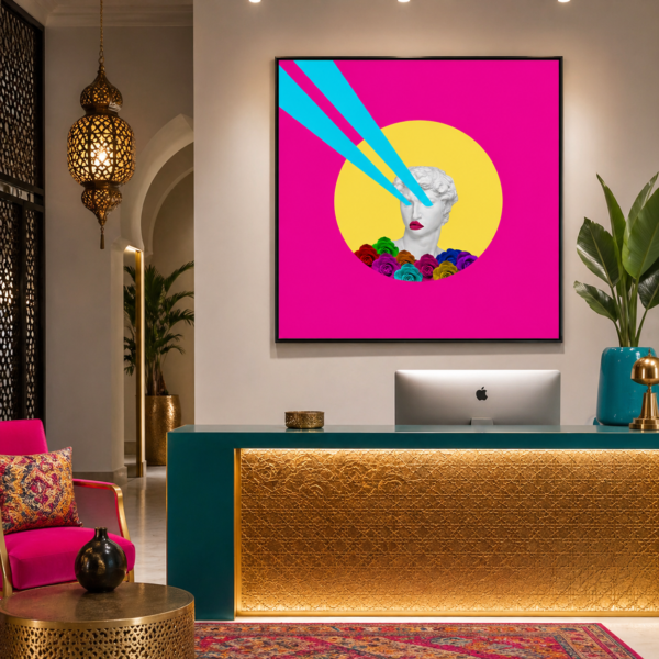 Sculpture pop art rayon laser mockup