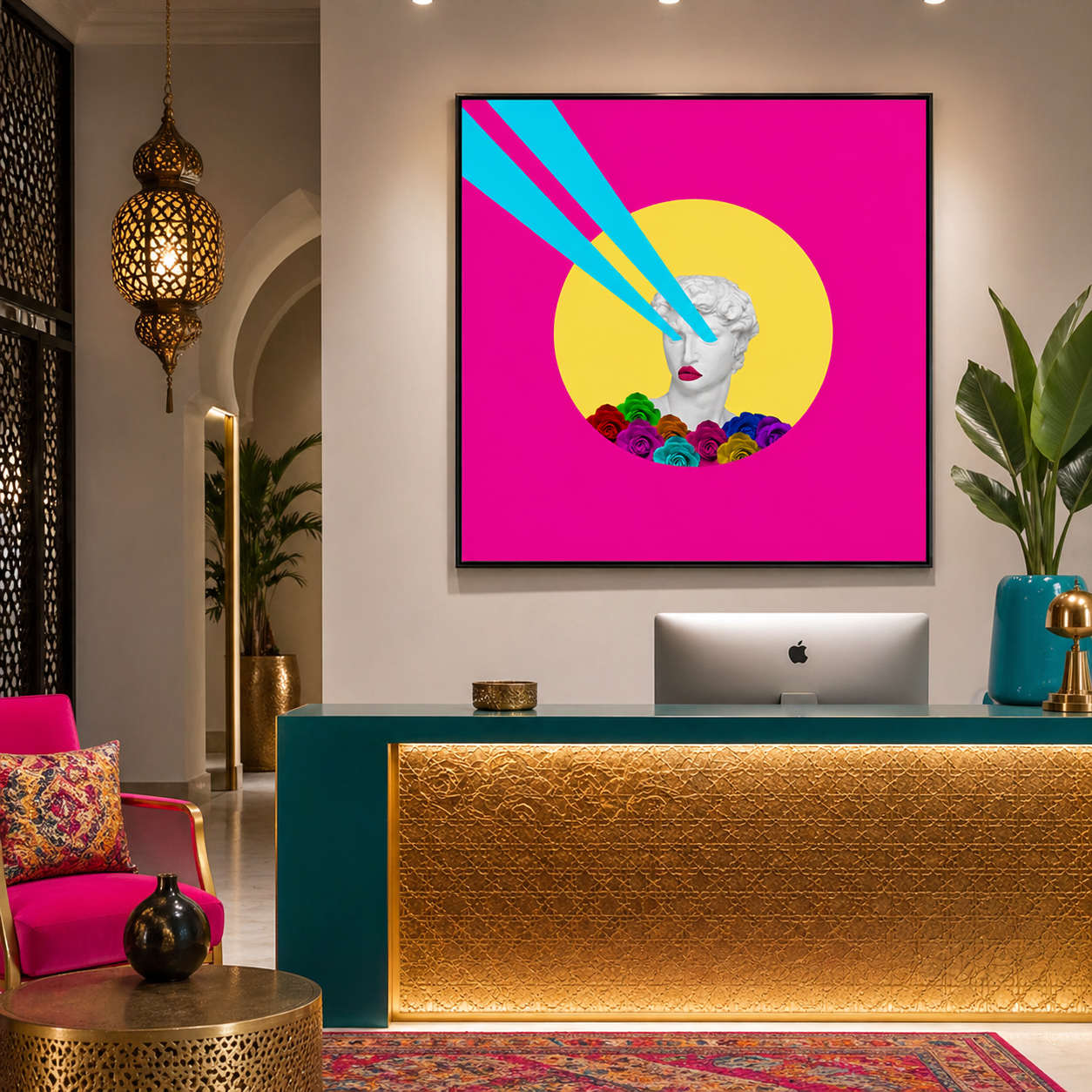 Sculpture pop art rayon laser mockup