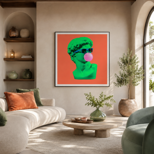 Statue pop art green mockup 1