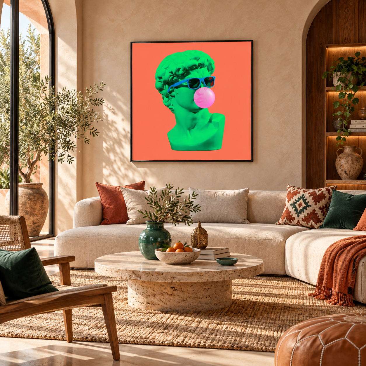 Statue pop art green mockup 2