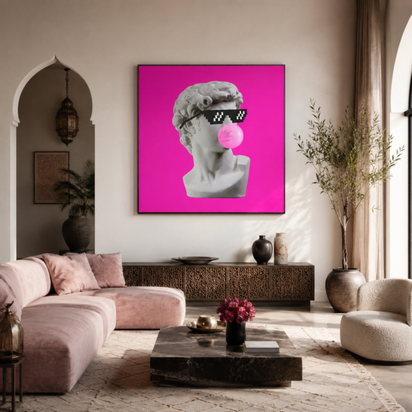 Statue pop art pink mockup