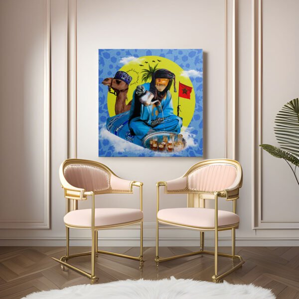 Thé Sahraoui tableau pop-art rituel saharien par Kawtar Barraz