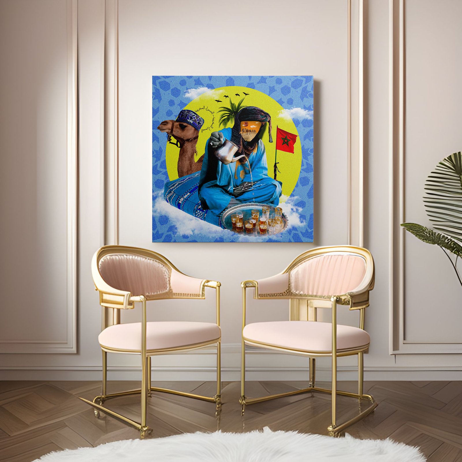 Thé Sahraoui tableau pop-art rituel saharien par Kawtar Barraz