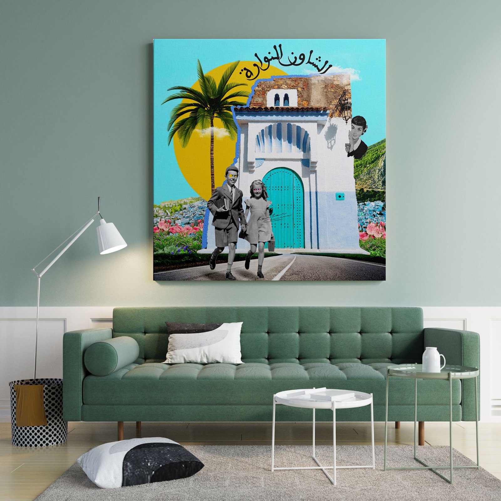 Chefchaouen Nouwara tableau pop-art ville bleue par Kawtar Barraz Chefchaouen Nouwara tableau pop-art ville bleue par Kawtar Barraz