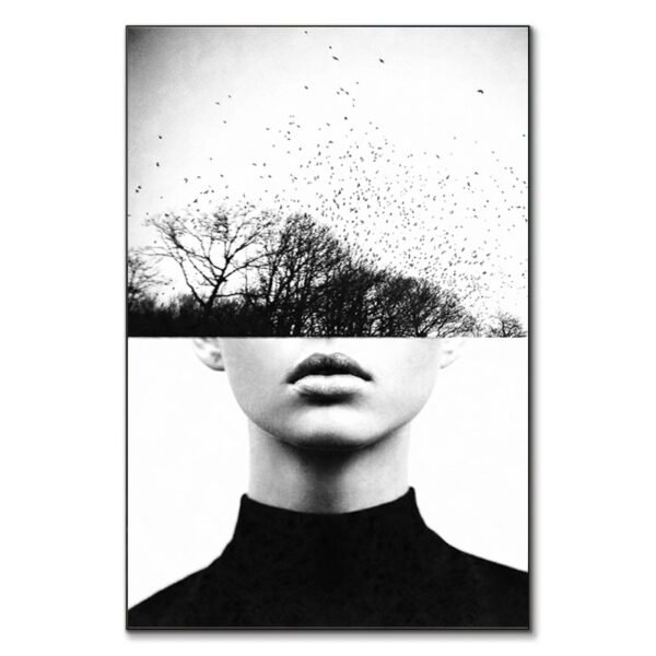 Trip tableau art conceptuel noir et blanc par Underdott