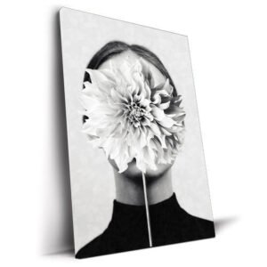 White Flower tableau portrait floral noir et blanc par Underdott