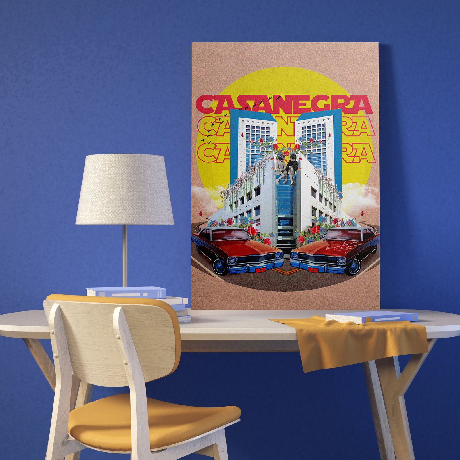 Blue Bright 3D Illustration Wall Frame Mockup Instagram Post - 1 Tab 7 9