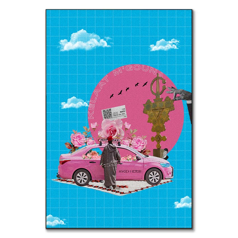 Kalaâte Magouna tableau pop-art vallée des roses par Kawtar Barraz