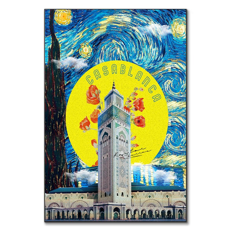 Casavangogh tableau pop-art Van Gogh Casablanca par Kawtar Barraz
