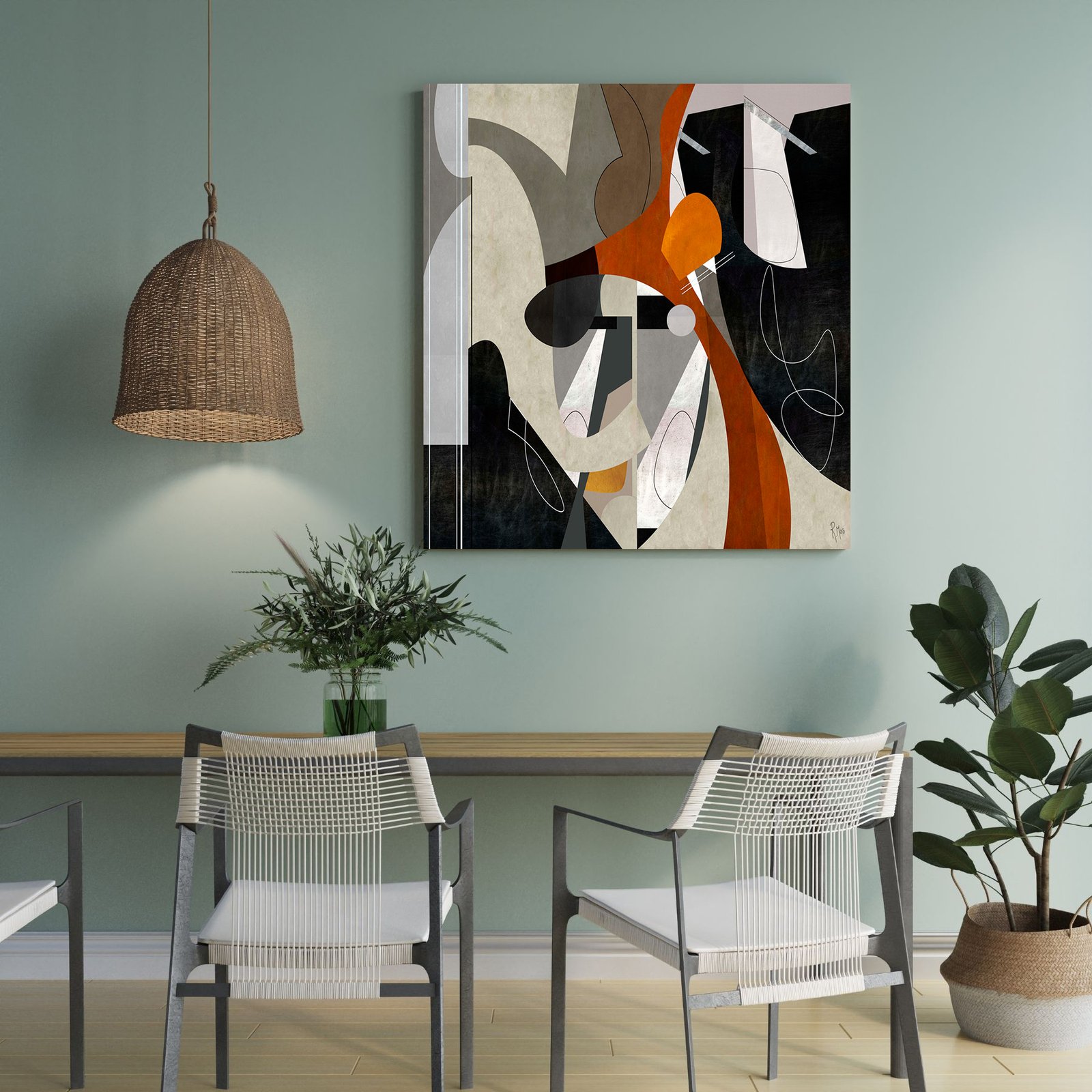 Soft Green 3D Illustration Wall Frame Mockup Instagram Post - 1 Tab 9 4