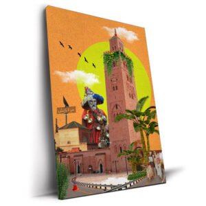 Marrakech 2 : une interprétation pop-art lumineuse de la Koutoubia et de l’esprit de la ville rouge.