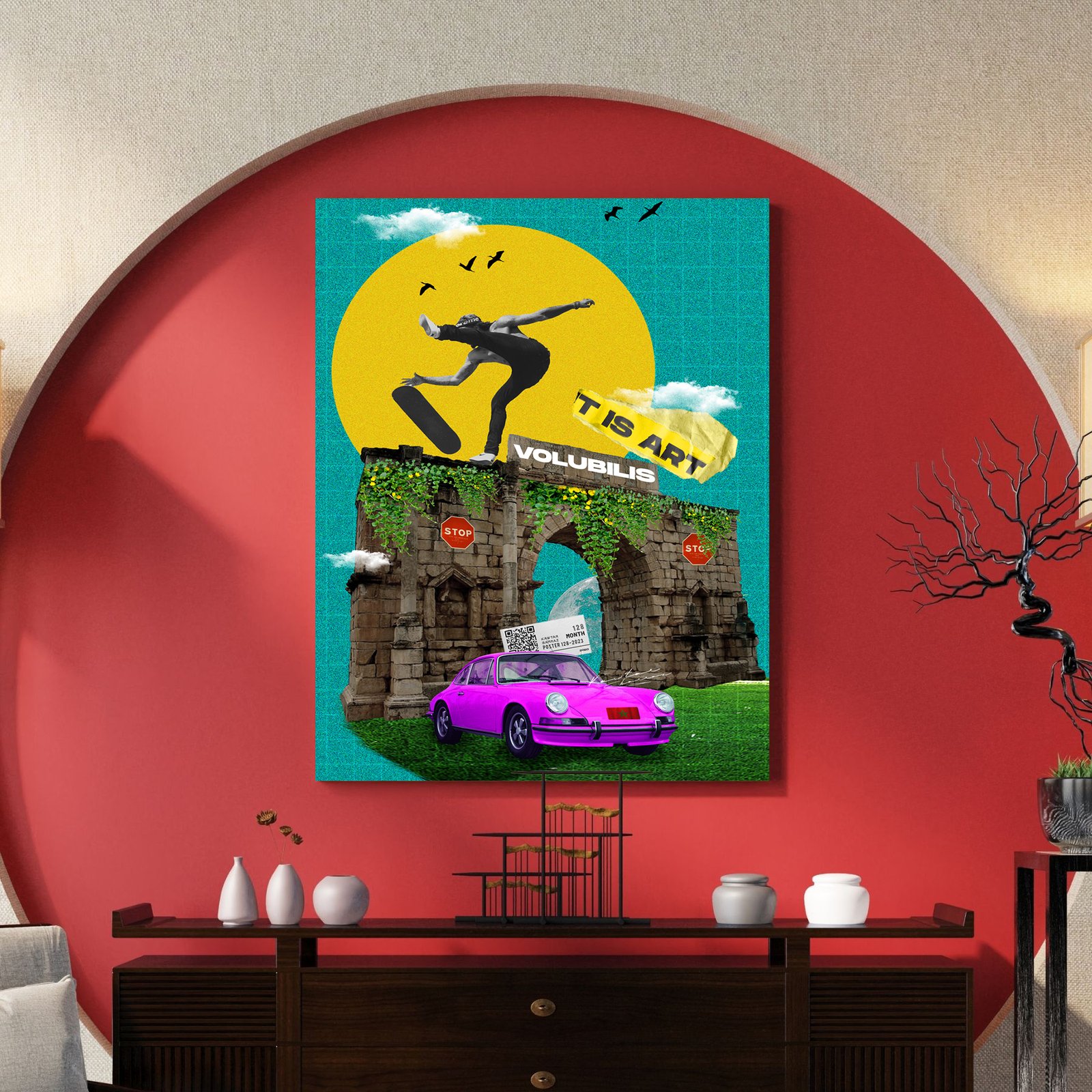 Walili tableau pop-art site de Volubilis par Kawtar Barraz Walili tableau pop-art site de Volubilis par Kawtar Barraz