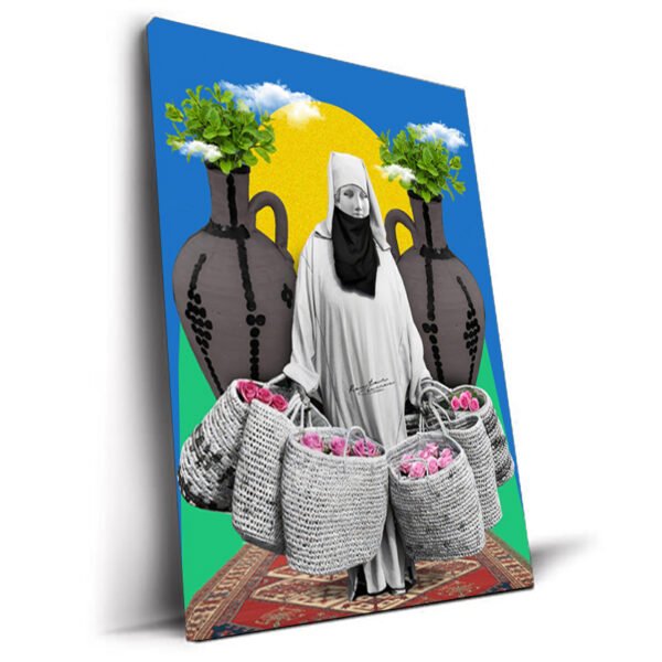Moulat Lward tableau femme marocaine fleurs par Kawtar Barraz