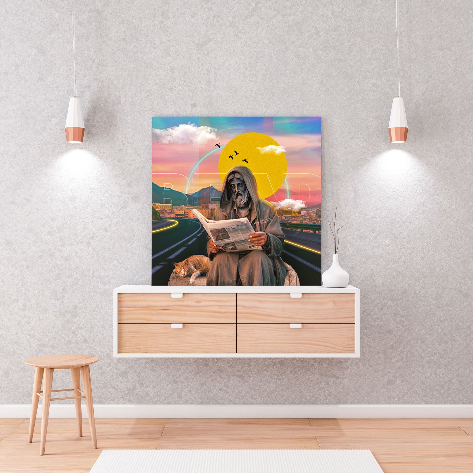 NEON Man tableau marocain rétro-futuriste Kawtar Barraz NEON Man tableau marocain rétro-futuriste Kawtar Barraz