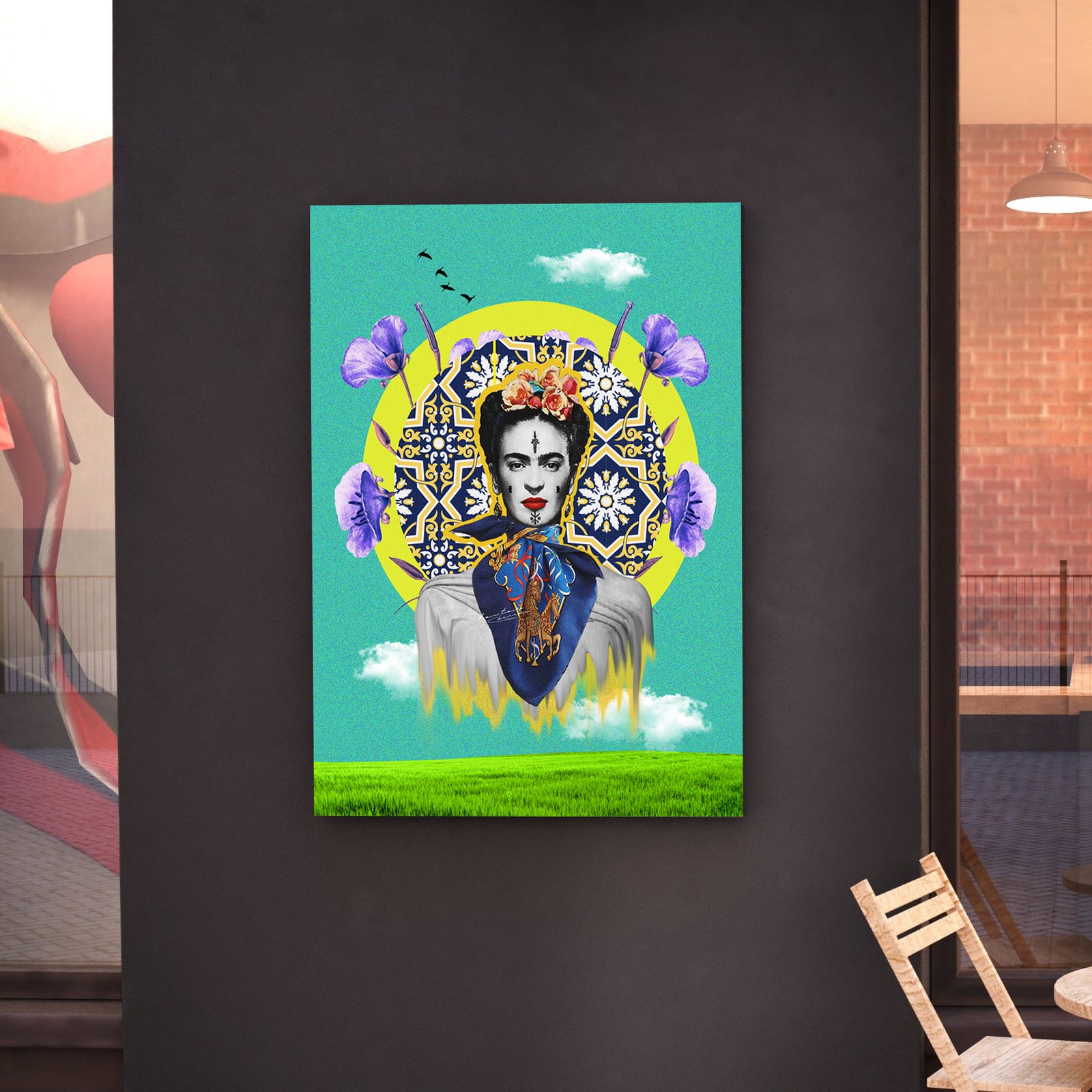 Frida Kahlo V3 tableau pop-art marocain par Kawtar Barraz Frida Kahlo V3 tableau pop-art marocain par Kawtar Barraz