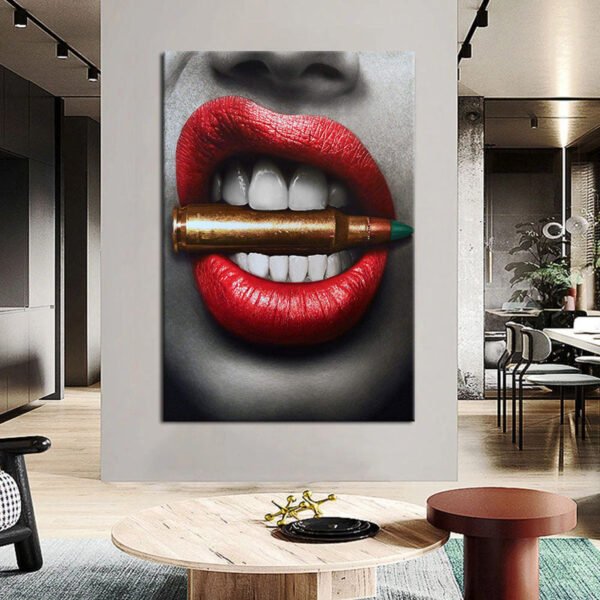 Red Lips x Bullet tableau pop-art contemporain par Arty Studio