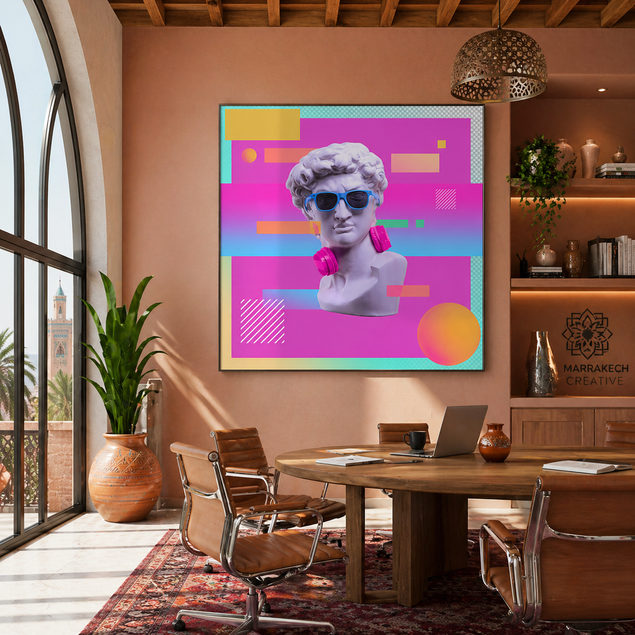 Statue pop art DJ mockup