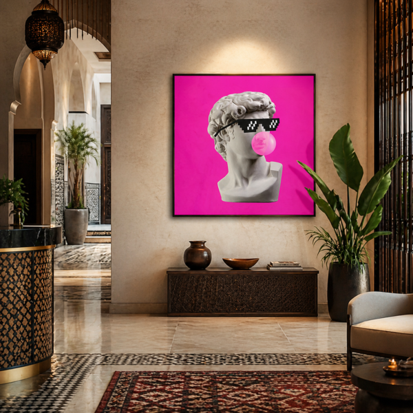 Statue pop art pink mockup