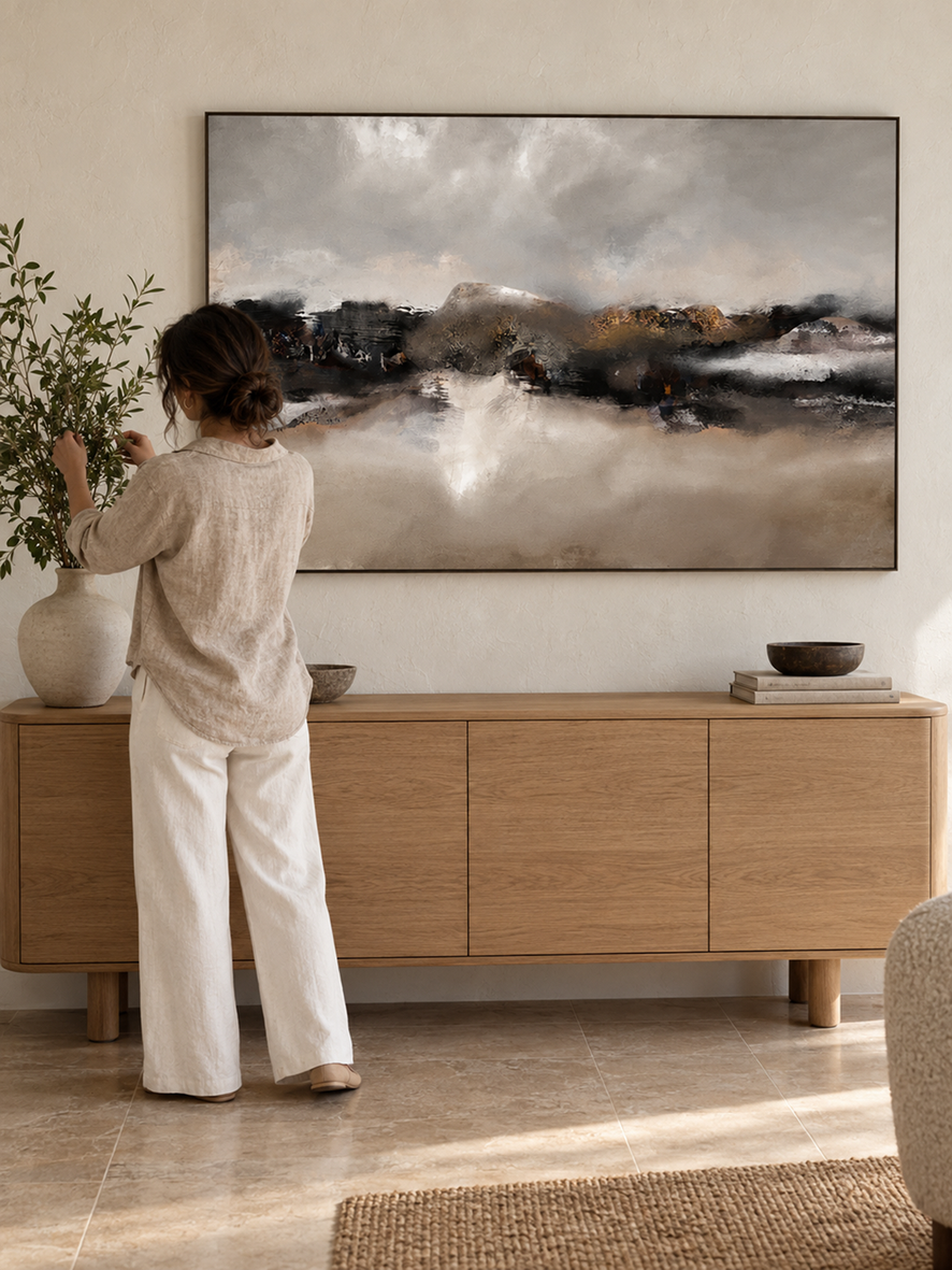 Une œuvre ARTY mise en scène dans un intérieur contemporain